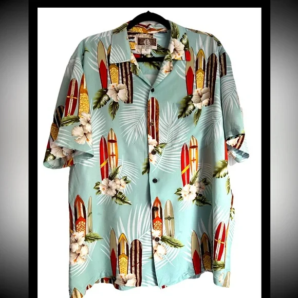 KALAHEO Men’s Hawaiian Tropical Surfboard Made In Hawaii Shirt Sz L - Picture 1 of 8